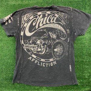Vintage Y2K Affliction Custom Choppers T-Shirt Women's XL Charcoal Moto Punk